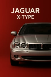 Jaguar X-Type: Elegance and Speed on a Red Background