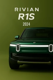 2024 Rivian R1S: Style and Power on a Green Background