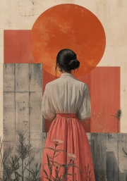 Red Circle: Japanese Minimalism and Tranquility