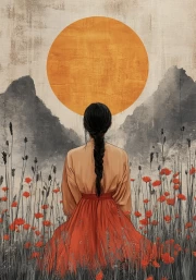 Girl in Red: Japanese Minimalism and the Tranquility of Sunrise