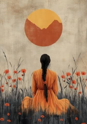 Orange Figure Under the Sun: Japanese Minimalism and Flowers