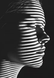 Mysterious Image: Lines of Light and Shadow in Wall Art With Women