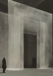 Ghost Gate: Isometric Surrealism in Black and White