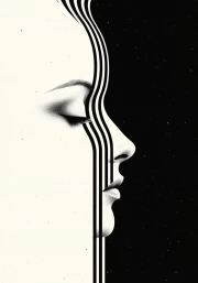 Surrealist Meeting of Light and Shadow: Profile of a Woman