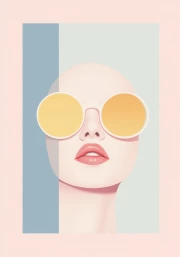 Pastel Face in Glasses: Minimalism Aesthetics