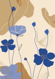 Elegant Harmony: Blue Flowers in Minimalism