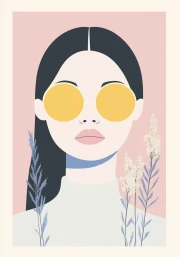 Mysterious Look in Pastel Glasses: Aesthetic Minimalism