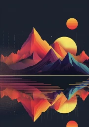 Sunset Mountains Glow: Elegant Minimalism