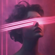 Mysterious Silhouette: Bright Lines in Neon Style