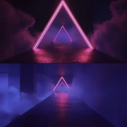 Triangle in the Fog: Futuristic Neon Glow