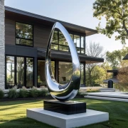 Elegant Sculpture at a Modern Architectural Masterpiece