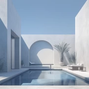 Architectural Oasis: Serenity of Pool and Arches