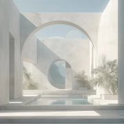 Architectural Elegance: Water Pool in Light and Shadow