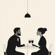 Elegant Dinner: Minimalism of Couple Silhouettes