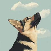 Shepherd Dog Under the Sky: Minimalism and Harmony of Nature
