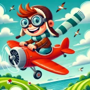 Brave Pilot on Red Plane: Adventures in the Sky for Boys