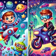 Space Adventure on a Futuristic Motorcycle for Young Explorers