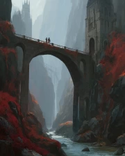 Fantasy Architectural Bridge: Majestic Arch Between Rocks