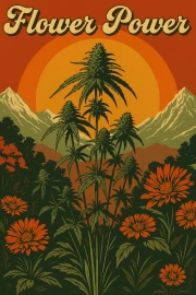 Retro Sunset: Flowers and Cannabis in Warm Rays