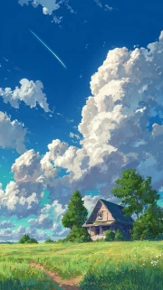 Cozy Cottage Under the Clouds in Cottagecore Style