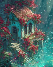 Fairytale House with Roses: Cottagecore Charm