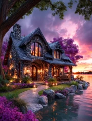 Stone Lake House: Purple Cottagecore Idyll