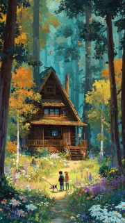 Floral Harmony: Cozy Cottage in the Woods in Cottagecore Style