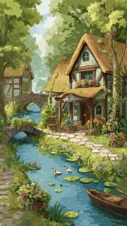 Fairytale Cottage by the Creek: A Cottagecore Magical Landscape