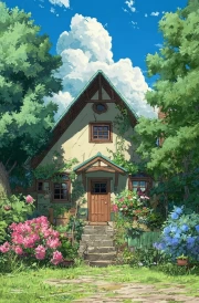 Magic House in Blooming Garden: Cottagecore Coziness