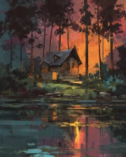 Fairytale sunset at a forest house: Cottagecore coziness