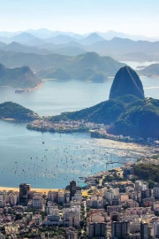 Sugar Loaf: Green Hills and Turquoise Waters of Rio, Country Brazil
