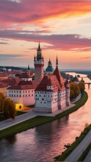 Fairytale Sunset: Towers and River of Estonia