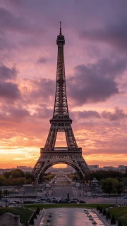 Sunset over Paris: Eiffel Tower and the Magic of France