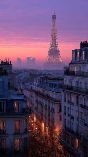Evening Magic of the Eiffel Tower: Sunset over Paris, France