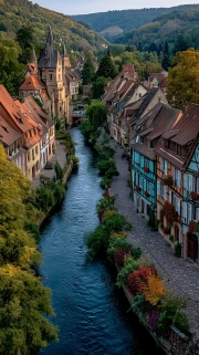 Charm of Germany: Village by the Picturesque River