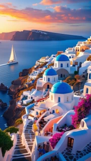 Sunny Greece: Snow-White Houses and Sea Horizons