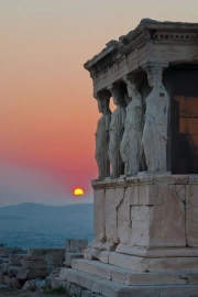Harmony of Sunset: Ancient Columns of Greece