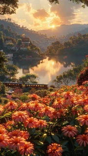 Magical Sunset over Indian Lake: Peace and Colors of Nature