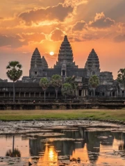 Sunset over the Ancient Temples of Indonesia: The Magic of the Country