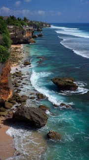 Turquoise Waves of Indonesia: Rocky Shores and Coastal Magic