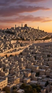 Sunset over the Old City of Israel: The Greatness of the Country