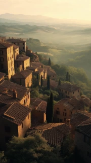 Tuscan Hills in Sunset Light: Rural Italy