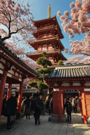 Sakura and Pagoda: Japanese Idyll