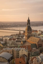 Sunset over Lithuania's Old Town: The Charm of History and Rural Life