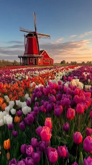 Tulip Field and Windmill: The Charm of the Netherlands