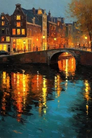 Magical Canal Lights: A Cozy Evening in the Netherlands