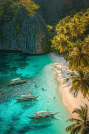 Tropical Paradise of the Philippines: Crystal Waters and Traditional Boats