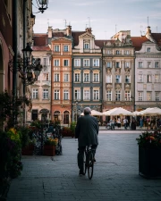 Cyclist on the Streets of Poland: The Charm of City Life