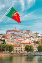 Portugal City Panorama: Waving Flag