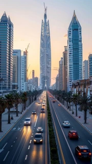 Sunset over Skyscrapers: Modern Landscape of Saudi Arabia